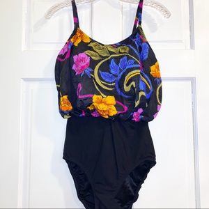 Vintage Floral One Piece Bathing Suit